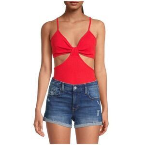 Arizona Jeans Womens Bodysuits Asymmetric Bralette Ultimate Orange Size XL New